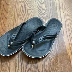 Crocs Black Flip Flops with White Trim